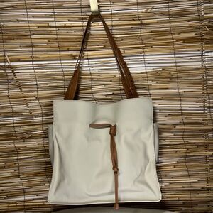 Cream Tote with Tan Knot Strap